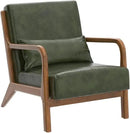 Glitzhome 2 Set Mid Century Hunter Green Accent Armchair, Single Reading Armchair PU Leather Lounge Chair with Walnut Ruberwood Frame by CozyNest Decor