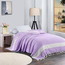 Breathable Bedspread Woven Blanket Cooling Queen Full Size Quilt Thin Comforter Boho Bed Bedroom Thing Girl Aesthetic Preppy Stuff Cute Accessories Girly Room Aesthetic College Student Decor Purple by TinyTreasures Baby Boutique