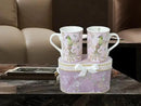 Lightahead Elegant Bone China Two Coffee Mugs Set in Bird Design 10.8 oz Each Cup in Attractive Gift Box by CozyNest Decor