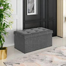 SONGMICS Mazie Collection - 30 Inches Ottoman Storage Bench, 21 Gal. Folding Chest with Breathable Linen-Look Fabric, Load up to 660 lb, for Entryway, Living Room, Bedroom, Dark Gray ULSF001G01 by CozyNest Decor