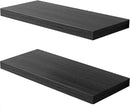 Floating Shelf, Set of 2 Wall Shelf, 24 in W x 12.75 in D x 2 in H Wooden Floating Wall Shelf with Invisible Brackets for Living Room/Bedroom/Bathroom/Kitchen Storage and Decor, Black Wood by CozyNest Decor