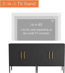 LYNSOM TV Stand for 55 Inch TV, Media Console Table with 2 Cabinets, Storage for Bedroom, Living Room, Entertainment Room (Black) by CozyNest Decor