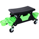 Rolling Detailing Creeper Seat With Wheels, Removable Tool Trays, 300 Lbs Capacity - Green by HouseOfZazla
