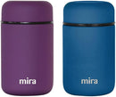 MIRA 2 Pack Insulated Food Jar thermos for Hot Food & Soup, Compact Stainless Steel Vacuum Lunch Container, 13.5 oz, Purple, Denim by TinyTreasures Baby Boutique