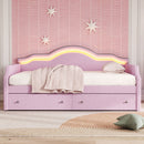 Upholstered Daybed With LED Lights And 2 Drawersme
