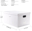 PRANDOM Collapsible Storage Box with Lid [1-Pack] Leather Fabric Foldable Storage Bin Organizer Container Basket Cube with Cover for Home Bedroom Closet Office Nursery White (22.8X15.7X11.8) by CozyNest Decor