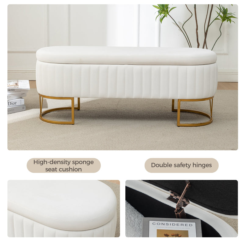 Storage Bench Bedroom Bench with Golden Metal Legs, photo 7 of 10