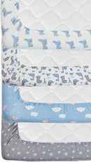 4 Pack Soft Baby Boy Crib Sheets for Standard Crib Mattress Dinosaur Star Cloud Soft Polyester Neutral Unisex Fitted Crib Sheets Set for Baby Boys by TinyTreasures Baby Boutique