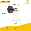 Hamilyeah Black and Gold Wall Sconces Set of 2, Modern Industrial Bathroom Sconces Wall Lighting with Milk Glass Shade, Wall Sconce Lighting Fixture for Living Room, Kitchen, Fireplace, Hallway by CozyNest Decor