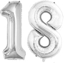 GOER Number 18 Balloons for 18th Birthday Sweet 18 Party Decorations,42 Inch Jumbo Foil Helium 81 Balloons for 81st Birthday Party Decoration (Silver) by TinyTreasures Baby Boutique