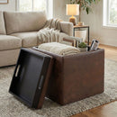 Rockwood - Upholstered Cube Storage Ottoman With Tray by Unique Piece Furniture