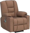 VIVIJASON Power Lift Chair Electric Recliner for Elderly Heated Vibration Massage Fabric Recliner Chair with 2 Remote Controls, Cup Holders, Side Pockets & USB Ports for Living Room (Coffee) by CozyNest Decor