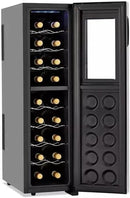 Wine Enthusiast 18-Bottle Slimline Dual Zone Wine Cooler - Energy Efficient Freestanding Wine Refrigerator - Upright Bottle Storage, Adjustable Thermostat, Digital Touchscreen (20.5” x 10.7" x 36.8”) by CozyNest Decor