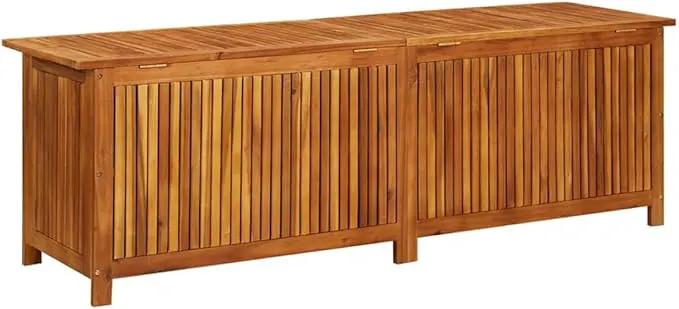 vidaXL Outdoor Storage Box, [Load Capacity Gallon] Deck Box with Gas-Lift Lid, Storage Chest with Water-Resistant Zippered Bag Inside, 68.9''x19.7''x22.8'', Solid Acacia Wood, photo 6 of 9