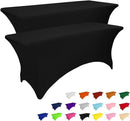 IVAPUPU 2 Pack 4FT Table Cloth for Rectangular Fitted Events Stretch Black Table Covers Washable Spandex Spring Tablecloth Protector for Party, Wedding, Cocktail, Banquet, Festival by CozyNest Decor