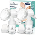 BabyBuddha Manual Breast Pump, Single Hand Expression Breastmilk Pump, Cordless and Portable, No Batteries or Power Needed, Soft Silicone Massage Cushion, BPA Free, Quiet, Dishwasher Safe, 2 Pack by TinyTreasures Baby Boutique
