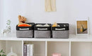 TheWarmHome Storage Basket for Organizing - 14x10x7 inch Medium 3 Pack Collapsible Storage Bin for Shelves with Rope, Fabric Storage Cubes for Organizer Cloth Gift Toy Closet (Black & Grey) by CozyNest Decor