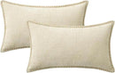 MIULEE Pack of 2 Christmas Pillow Covers 12x20 Inch Cream White Farmhouse Decorative Throw Pillow Covers with Stitched Edge Soft Chenille Solid Dyed Couch Pillow Covers for Sofa Bed Living Room by CozyNest Decor