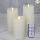 Flickering Flameless Candles with 3D Moving Flame Set of 3(H 5" 6" 7" x D 3"), Last 1000+ Hours Battery Operated Candles with Remote Timer, Ivory Real Wax Electric LED Pillar Candles by CozyNest Decor