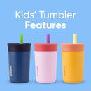 Owala Kids Insulation Stainless Steel Tumbler with Spill Resistant Flexible Straw, Easy to Clean, Kids Water Bottle, Great for Travel, Dishwasher Safe, 12 Oz, Peach and Yellow (Picnic) by TinyTreasures Baby Boutique