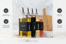 Molimoli Olive Oil Dispenser Bottle for Kitchen, Automatic Pourer, Glass Dispenser for Kitchen, Olive Oil Cruet, | Set of 4 - Black by CozyNest Decor