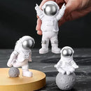 4 Pcs Silver White Astronaut Statues Set, Spaceman Sculpture Figurines Home Ornament Cake Toppers Gift by CozyNest Decor