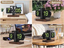 Flip Desk Clock, Retro Vintage Flip Desk Table Clock, Digital Sided Large Numbers Mechanical Flip Clock Wood Base for Living Room, Study Room and Office（Frosted Black） by CozyNest Decor