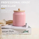 Sweejar Ceramic Kitchen Canisters, 28 FLOZ Porcelain Food Storage Jar with Airtight Seal Wooden Lid, Home Container Serving for Coffee Beans, Tea-leave, Sugar, Salt and More, Tool Bucket (Pink) by CozyNest Decor