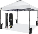 CROWN SHADES 10x10 Pop Up Canopy - Patented Center Lock One Push Instant Outdoor Canopy Beach Tent with STO-N-Go Bag 8 Stakes & 4 Sand Bags，White by GreenHaven Gardens