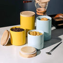 Sweejar Kitchen Canisters Ceramic Food Storage Jar, Stackable Containers with Airtight Seal Wooden Lid for Serving Ground Coffee, Tea, Sugar, Salt and More - 28 Fl Oz (Yellow) by CozyNest Decor