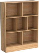 LEYAOYAO 7 Cube Bookshelf with Base,3 Tier Mid-Century Modern Natural Bookcase,Standing Wide Bookshelves Storage Organizer Shelf,Rustic Wood Display Cabinet Book Shelves for Bedroom,Living Room,Office by CozyNest Decor