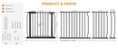 Extra Wide Baby Gate Extra Wide Extra Tall Dog Gates for Stairs Doorways Black Metal Tension Indoor Safety Gates with Pressure Mount 76.38-81.1 Inch by TinyTreasures Baby Boutique