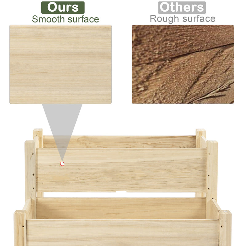 34"x34"x28" Raised Garden Bed, 2-Tier Elevated Wood Planter Box for Backyard, Patio to Grow Vegetables, Herbs, and Flowers, Natural