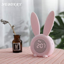 KDtech Kids Alarm Clock with Night Light 6 Ringtones, Cute Pink Bunny Digital Alarm Clock for Kids, Touch Control and Rechargeable Sleep Trainer Clock for Boys Girls Bedroom by TinyTreasures Baby Boutique