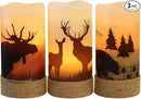 Flickering Flameless Candles with 6H Timer, LED Warm Light Pillar Candles Battery Operated Real Wax with Hemp Rope, Deer, Moose, Bear, Home Table Decoration for Wedding Party by GreenHaven Gardens