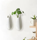 2 Pack White Ceramic Wall Vases,5.9 Inch Wall Hanging Plant Holder,Cubicle Modern Decor Plant Holder Vase for Indoor Plants, Hanging Propagation Flower Pots for Air Vases by GreenHaven Gardens
