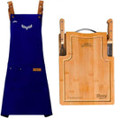 Premium BBQ Accessories & Grill Set with Bamboo Cutting Board, Adjustable Apron, Stainless Steel Knife & Fork. by GreenHaven Gardens