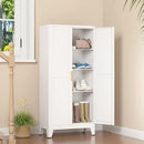 White Metal Storage Cabinet, 48" Steel Cabinets for Home Office, Kitchen Pantry Storage Cabinet with Doors and 3 Adjustable Shelves, for Office, Home, Garage, School by CozyNest Decor