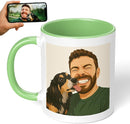 Personalized Coffee Mug, Custom Drawing Portrait Gift, Funny Customized Coffee Gift for Men & Women, Custom Mugs with Pictures, Light Green 11oz Customized Ceramic Tea Cup by TinyTreasures Baby Boutique