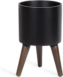 D'vine Dev 8 Inch Planter Pot with Stand, Mid-Century Tall Plant Pot with Legs for Indoor Plants, Small, Black, 88-O-A-2 by GreenHaven Gardens