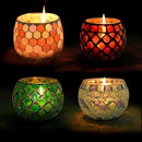 Votive Candle Holder Tea Lights - Glass Candle Holders, Mosaic Tealight Candle Holder, Candle Jar Cup for Wedding Centerpiece Party Table Decorations, Valentines Day Decor by CozyNest Decor