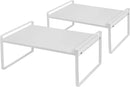 Nxconsu 2Pack Cabinet Shelves Stackable Shelf Organizer Rack Riser for Kitchen Cabinet Pantry Cupboard Counter Countertop Home Organization Storage Space Saver Heavy Duty Metal Nonslip White Wide by CozyNest Decor