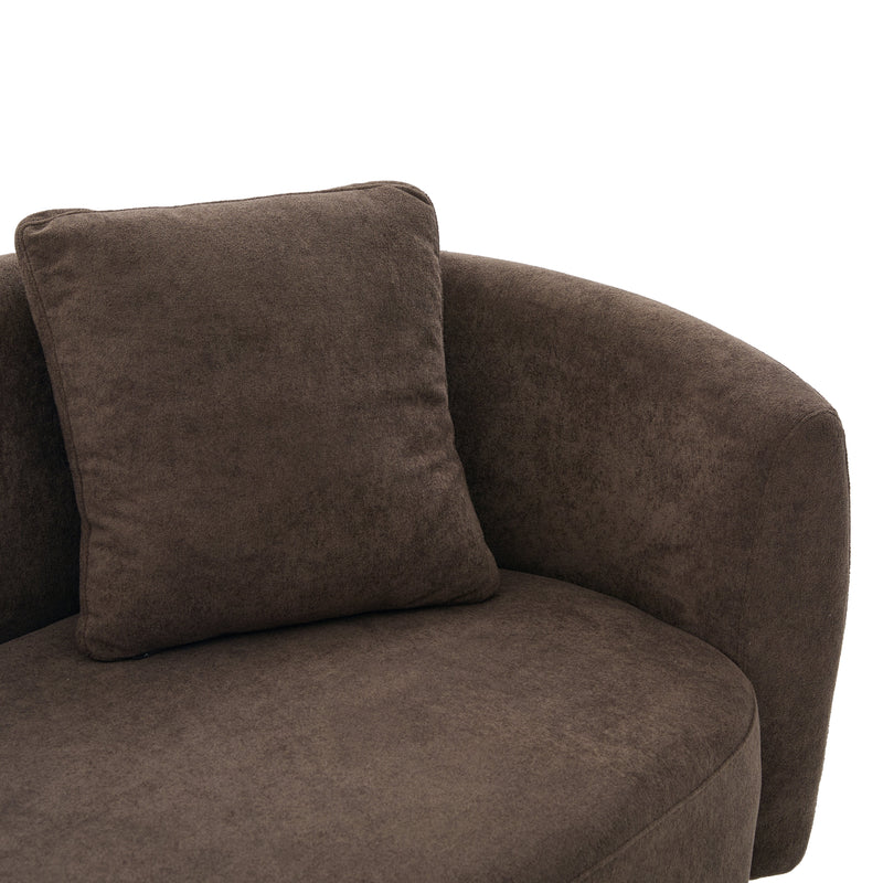 81 In. Curved Velvet Sofa With Wooden Base, photo 4 of 10