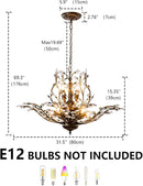 Vintage Farmhouse Chandelier 8-Light Crystal Branch Pendant Lights for Living Room Dining Room Porch Kitchen Island Bedroom Restaurant, Aged Bronze by CozyNest Decor