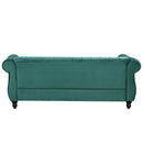 82.5" Modern Sofa Dutch Fluff Upholstered sofa with solid wood legs, buttoned tufted backrest,green
