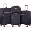 4-Piece Set (16/20/24/28), Softshell Suitcase Spinner Wheels Terylene Luggage Sets Carry On Suitcase Luggage Lightweight Durable Suitcase Black