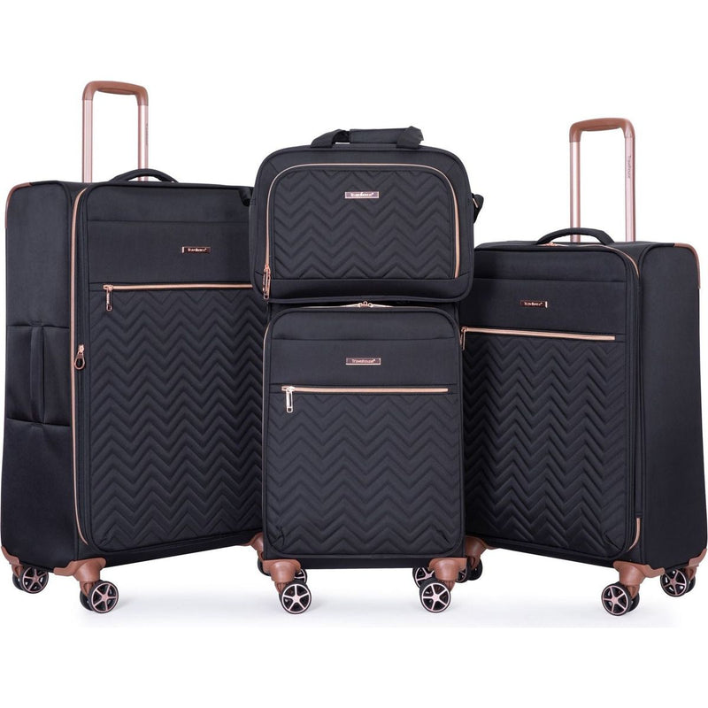 4-Piece Set (16/20/24/28), Softshell Suitcase Spinner Wheels Terylene Luggage Sets Carry On Suitcase Luggage Lightweight Durable Suitcase Black
