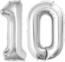 GOER Number 10 Balloons for 10th Birthday Party Decorations,42 Inch Jumbo Foil Helium Balloons for 10th Anniversary (Silver) by TinyTreasures Baby Boutique
