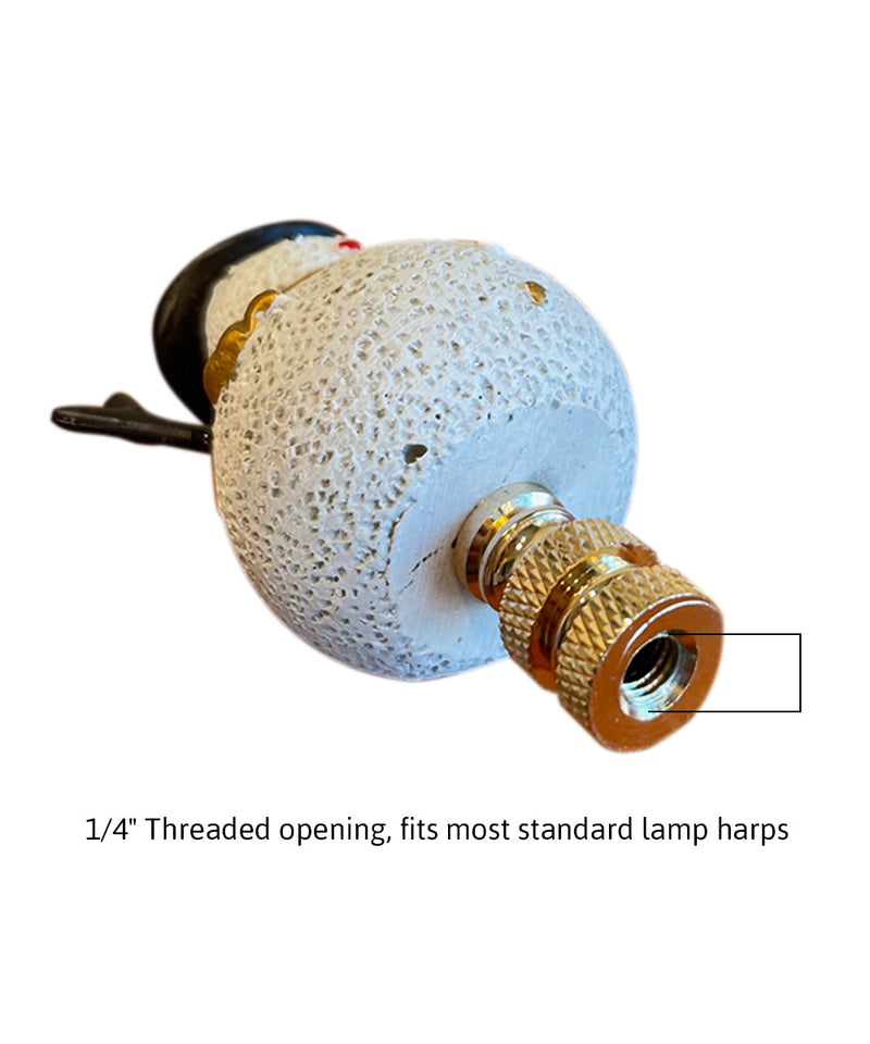 3.7"H Silver and Gold Christmas Snowman Polished Brass Base Lamp Finial, photo 4 of 5