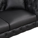 88.5" Modern Sofa Couch PU Upholstered Sofa with Sturdy Metal Legs, Button Tufted Back, 3 Seater Sofa Couch for Living Room, Apartment, Home Office, Black